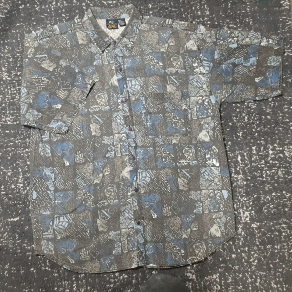 Vintage Shah Safari Single Stitch Mens Short Sleeved Size Large Hawaiian Shirt